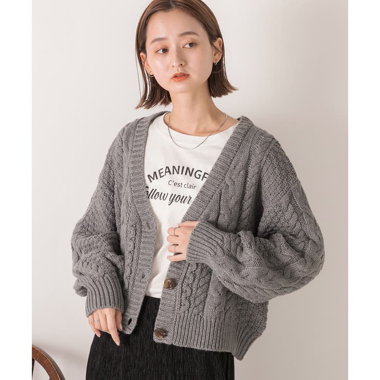 ボリュームスリーブ ケーブルニットカーディガン | ad thie | 詳細画像12 