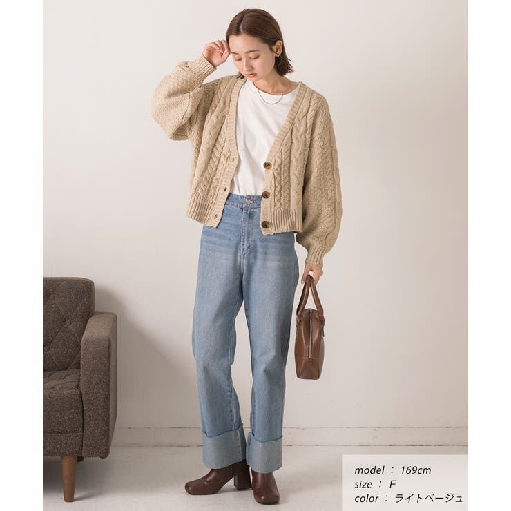 ボリュームスリーブ ケーブルニットカーディガン | ad thie | 詳細画像14 