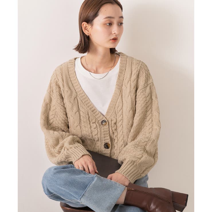 ボリュームスリーブ ケーブルニットカーディガン | ad thie | 詳細画像16 