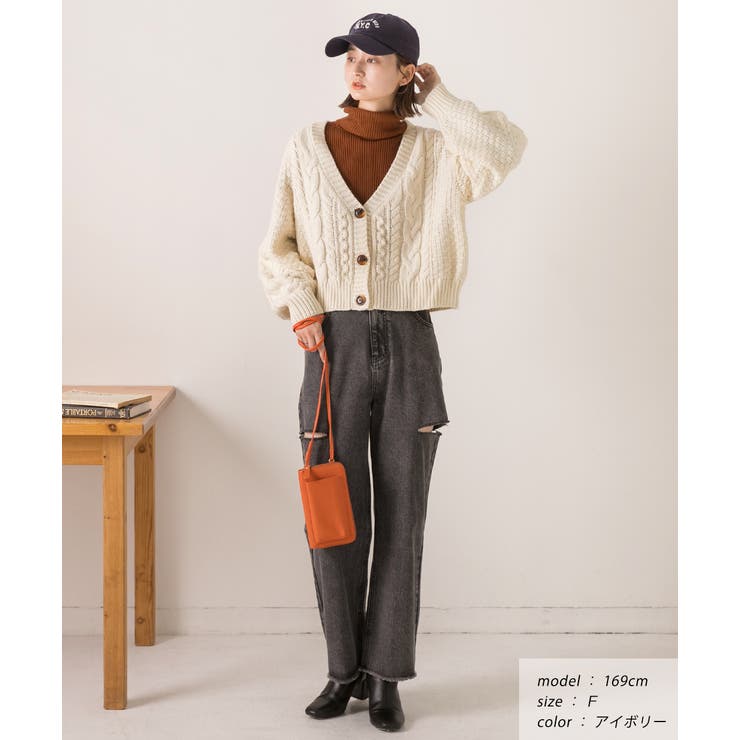 ボリュームスリーブ ケーブルニットカーディガン | ad thie | 詳細画像20 