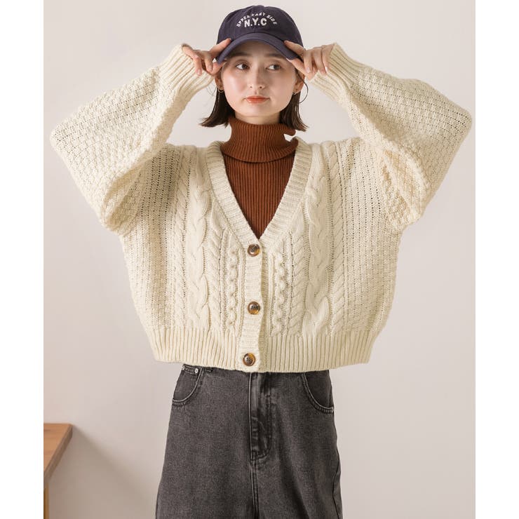 ボリュームスリーブ ケーブルニットカーディガン | ad thie | 詳細画像21 