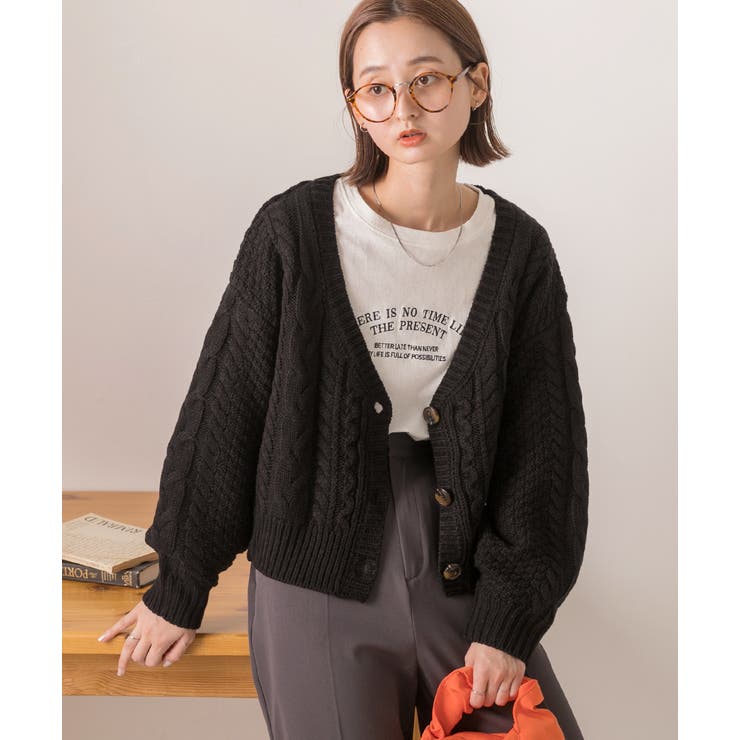 ボリュームスリーブ ケーブルニットカーディガン | ad thie | 詳細画像24 