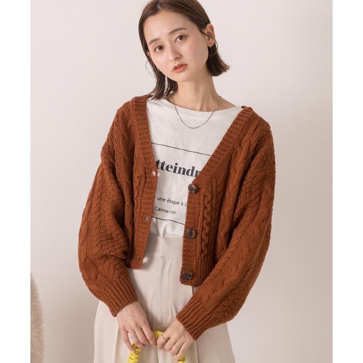 ボリュームスリーブ ケーブルニットカーディガン | ad thie | 詳細画像27 