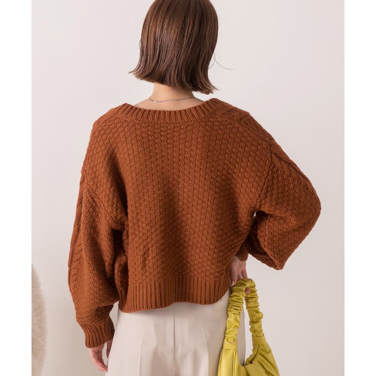 ボリュームスリーブ ケーブルニットカーディガン | ad thie | 詳細画像29 