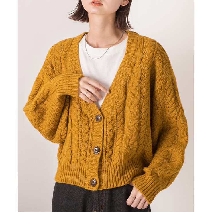 ボリュームスリーブ ケーブルニットカーディガン | ad thie | 詳細画像6 