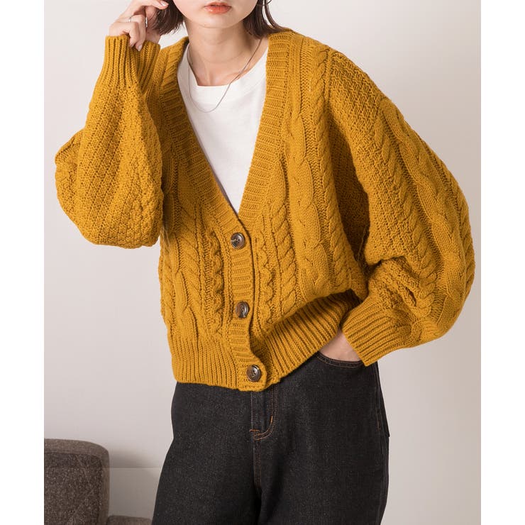 ボリュームスリーブ ケーブルニットカーディガン | ad thie | 詳細画像7 