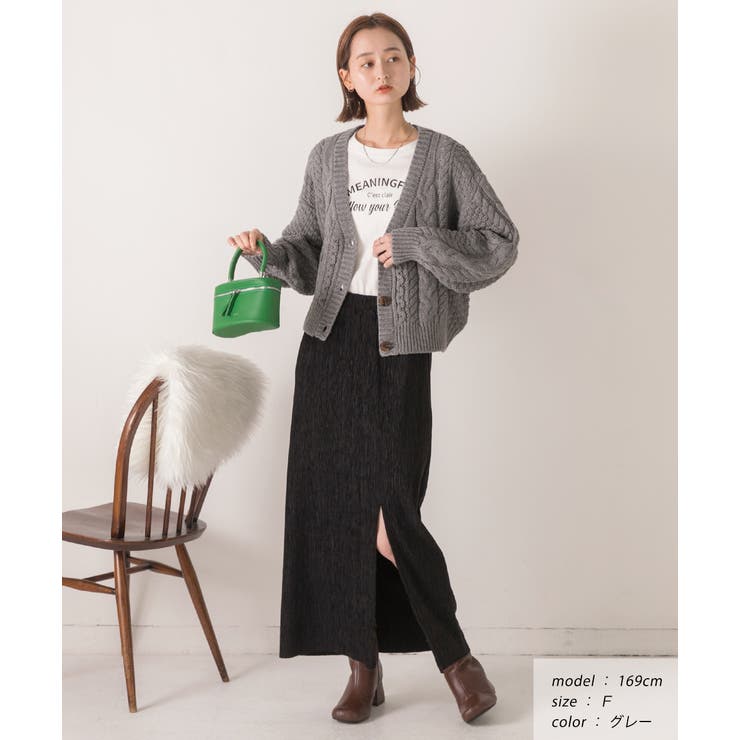 ボリュームスリーブ ケーブルニットカーディガン | ad thie | 詳細画像9 