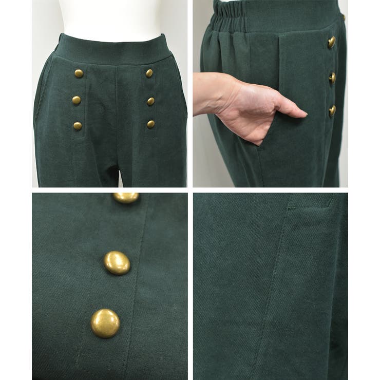 センターシームスリットパンツ マリンボタン セミフレア | ad thie | 詳細画像22 