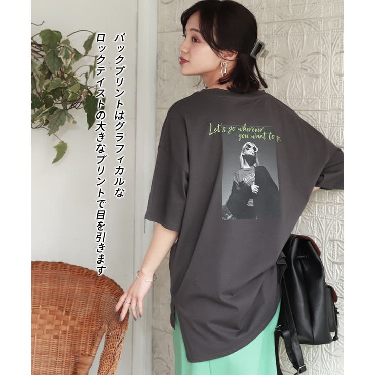 バックフォトプリントチュニックTシャツ[品番：ADEW0003530]｜ad thie