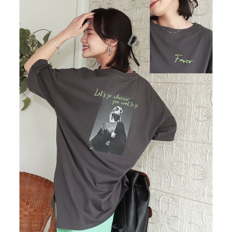 バックフォトプリントチュニックTシャツ[品番：ADEW0003530]｜ad