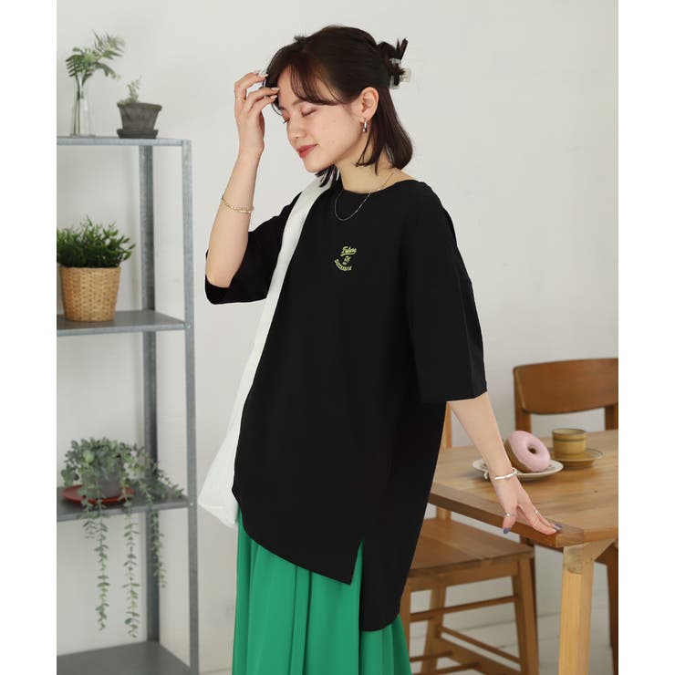 ワンポイント刺繍チュニックTシャツ[品番：ADEW0003532]｜ad  thie（アドティエ）のレディースファッション通販｜SHOPLIST（ショップリスト）