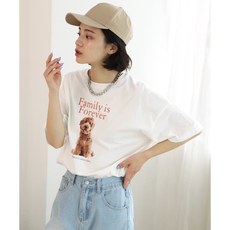 ショート丈DOGプリントTシャツ [品番：ADEW0003582]｜ad thie