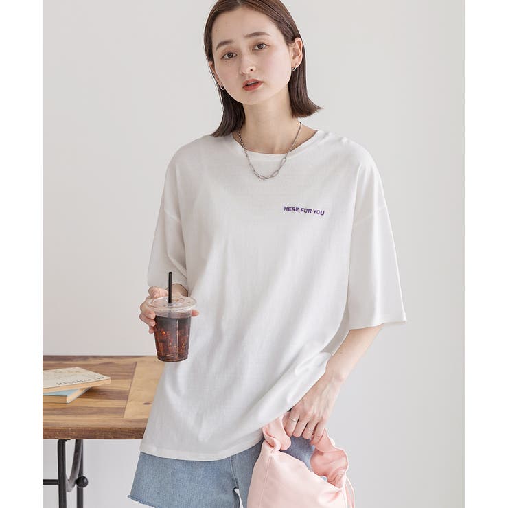 コットン100％ 刺繍ロゴTシャツ[品番：ADEW0003665]｜ad  thie（アドティエ）のレディースファッション通販｜SHOPLIST（ショップリスト）