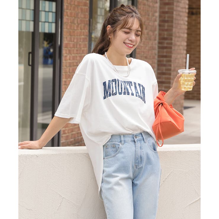 ラウンドサイドスリット グランジロゴTシャツ | ad thie | 詳細画像3 