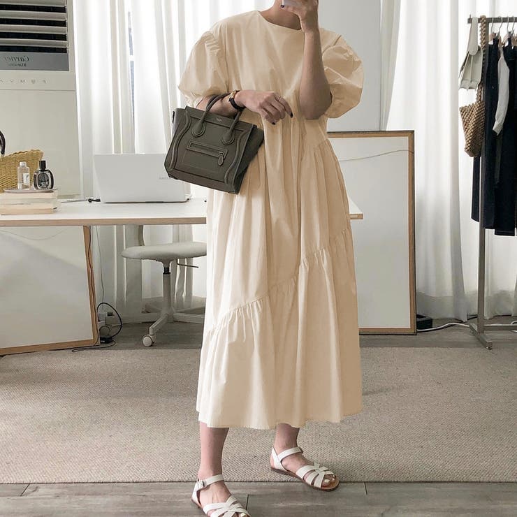 ティアード ワンピース 半袖 パフスリーブ フリル 白 チュニック 秋 冬 品番 Adew Ad Thie アドティエ のレディースファッション通販 Shoplist ショップリスト