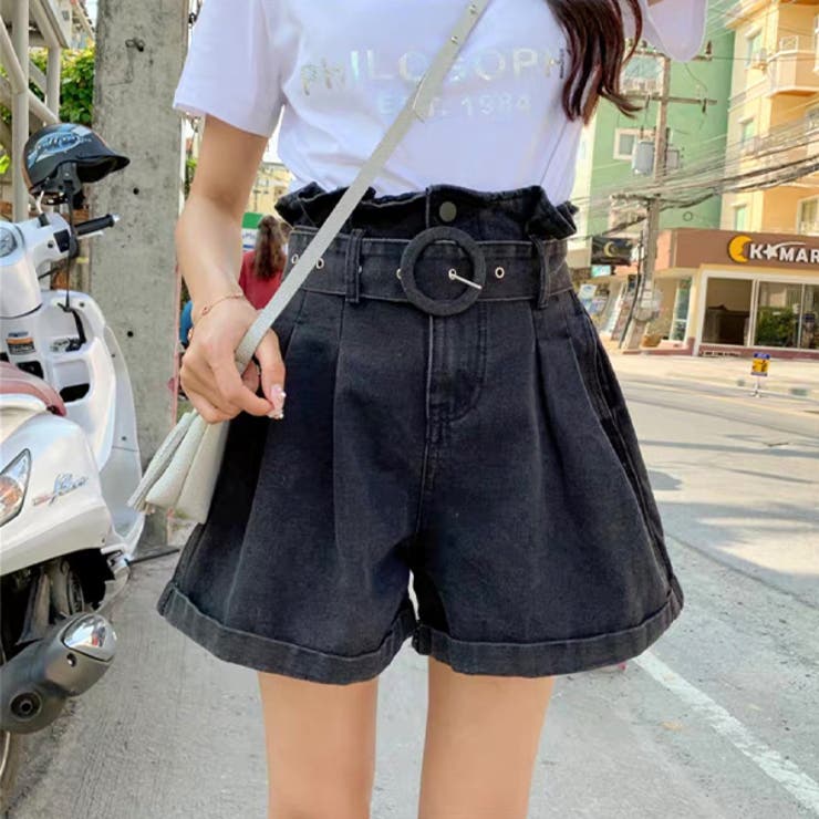 ベルト付きショートデニムパンツ[品番：ADEW0000665]｜ad thie