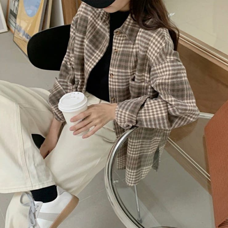 チェックシャツ オーバーサイズ ネルシャツ 起毛[品番：ADEW0000765