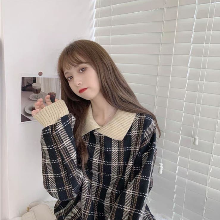 襟付きチェックプルオーバー[品番：ADEW0000769]｜ad thie（アドティエ