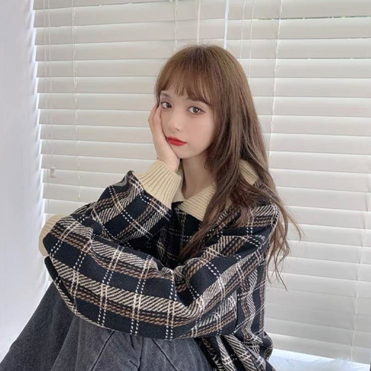 襟付きチェックプルオーバー[品番：ADEW0000769]｜ad thie（アドティエ