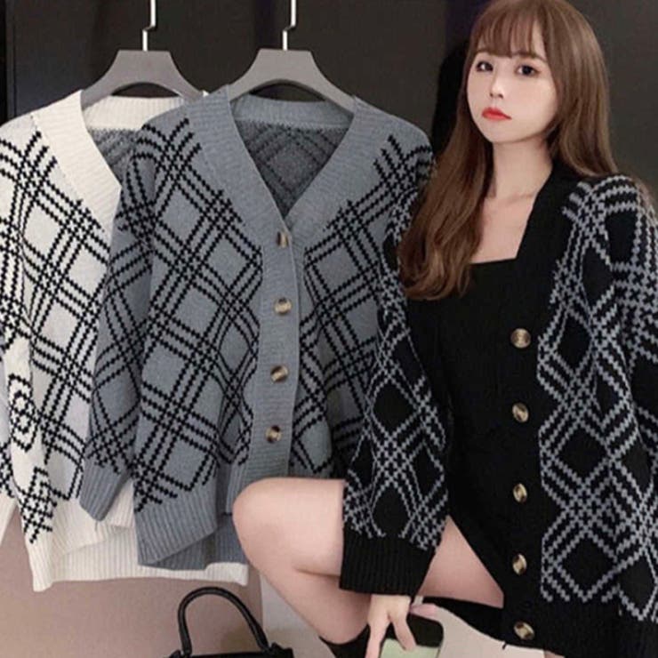 チェックニットカーディガン[品番：ADEW0000700]｜ad thie（アドティエ