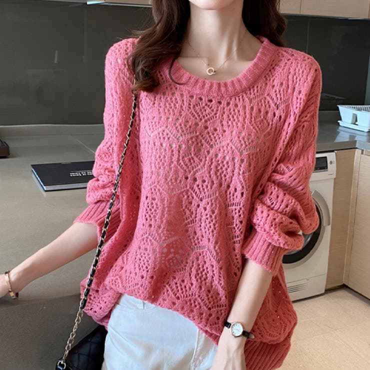 【美品】ピンクの編みセーター