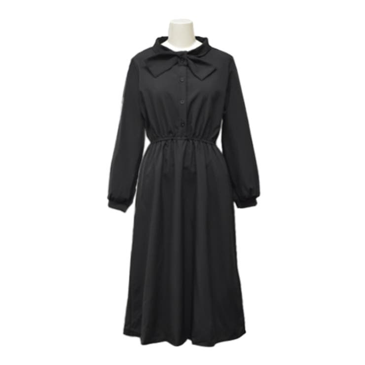 ブラック | リボンシャツOP | ad thie