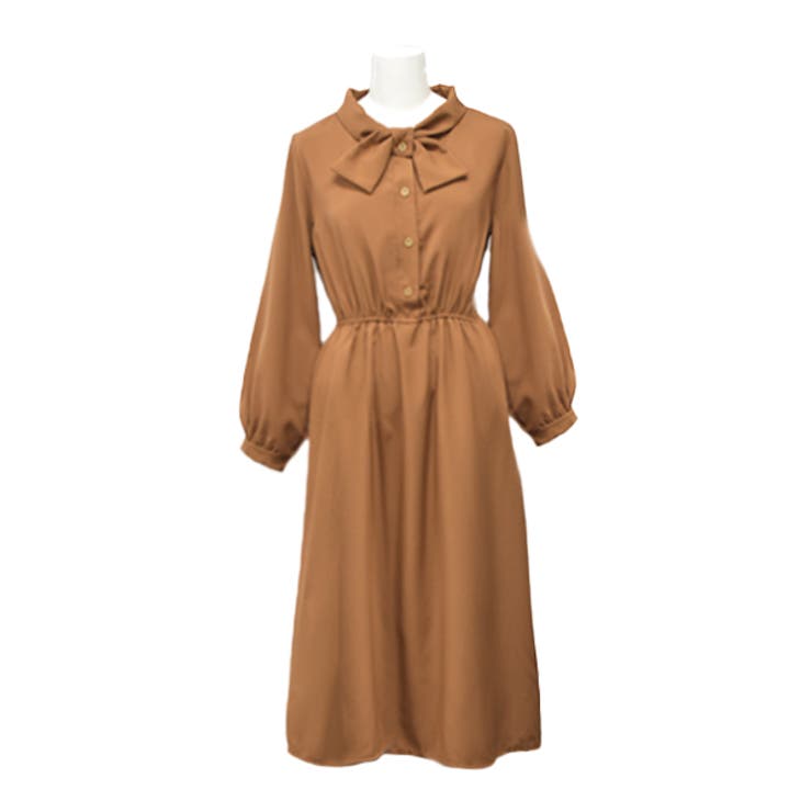 キャメル | リボンシャツOP | ad thie