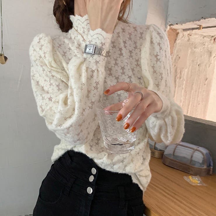 花柄起毛透かしレースプルオーバー | ad thie | 詳細画像13 