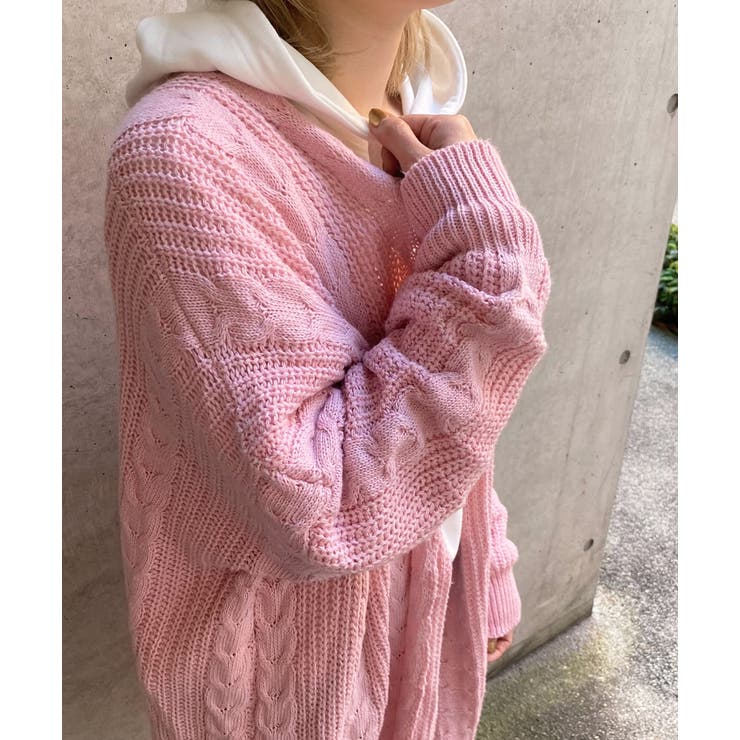 ニットカーディガン ケーブル ショールカラー | ad thie | 詳細画像20 