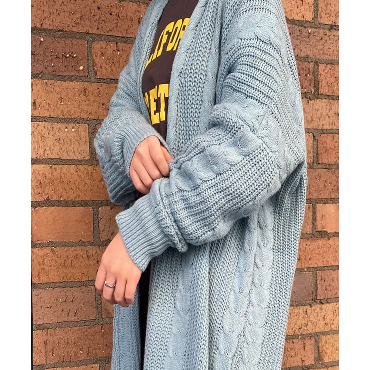 ニットカーディガン ケーブル ショールカラー | ad thie | 詳細画像26 
