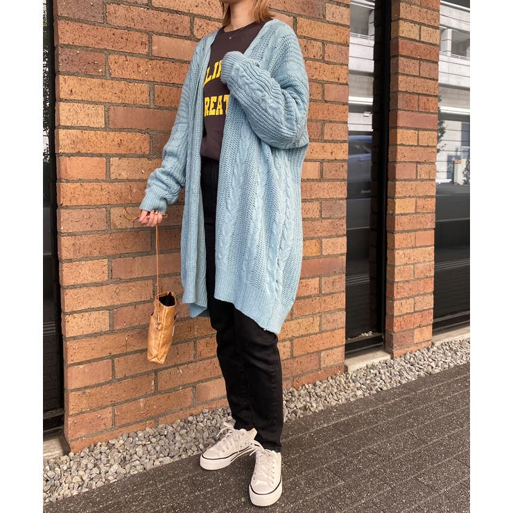 ニットカーディガン ケーブル ショールカラー | ad thie | 詳細画像28 