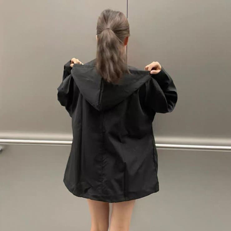 マウンテンパーカー 袖フレア 絞り フード 軽量 春[品番：ADEW0000815