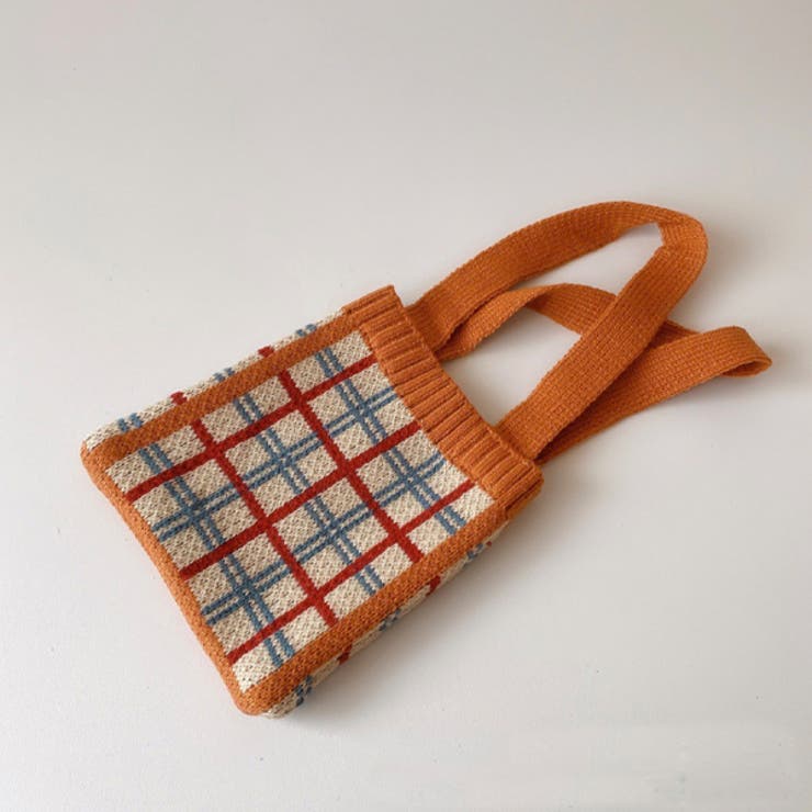 オレンジ | ニット ミニ トート バック | ad thie