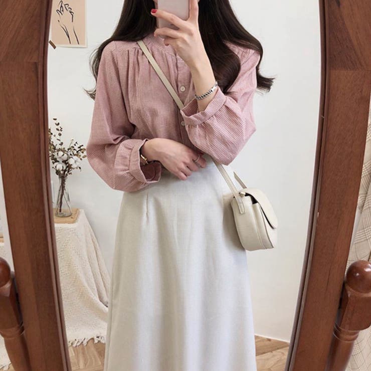 チェックシャツ ノーカラー ギンガム 羽織り | ad thie | 詳細画像6 