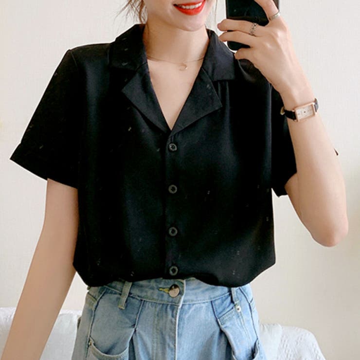 カラーシャツ 開襟 半袖 軽量 タック | ad thie | 詳細画像10 