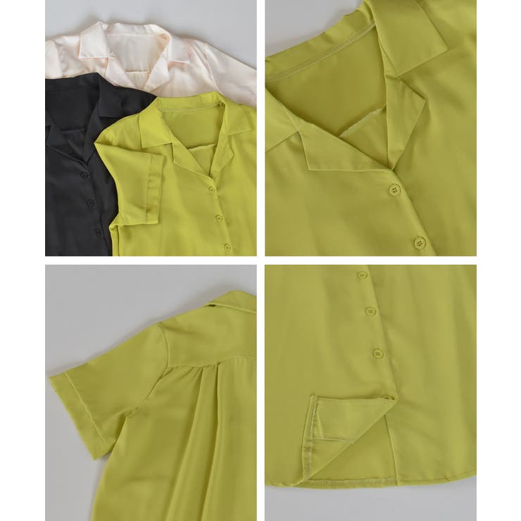 カラーシャツ 開襟 半袖 軽量 タック | ad thie | 詳細画像19 