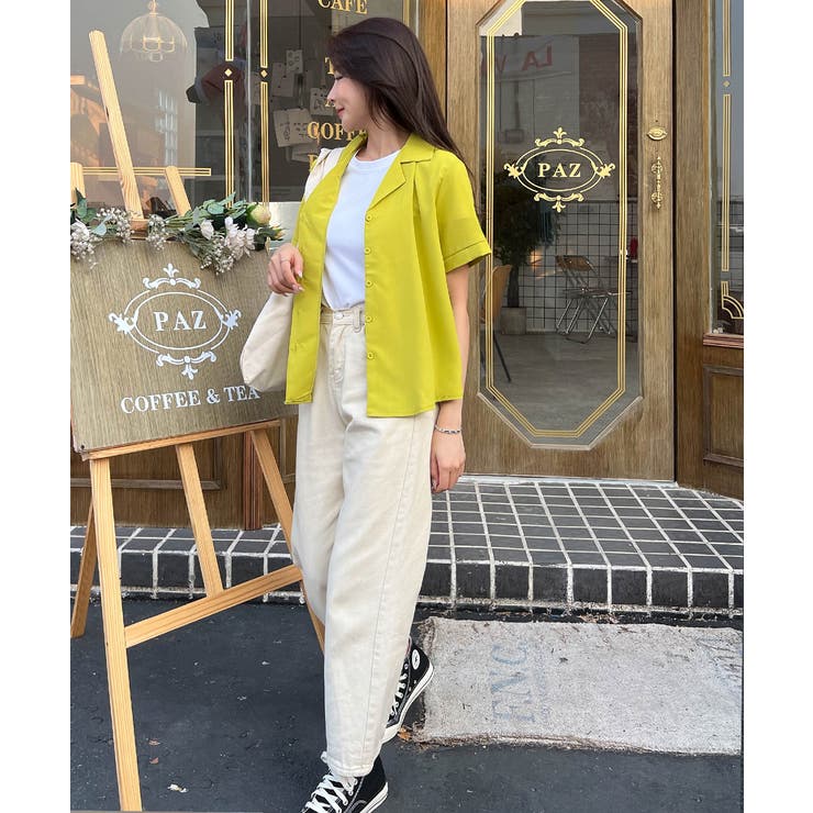 カラーシャツ 開襟 半袖 軽量 タック | ad thie | 詳細画像5 