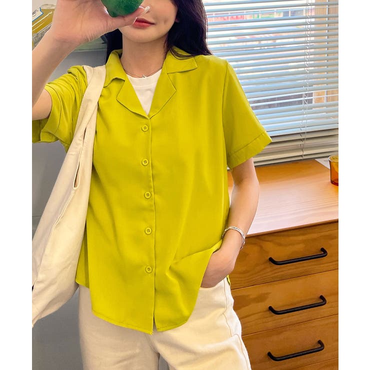 カラーシャツ 開襟 半袖 軽量 タック | ad thie | 詳細画像6 
