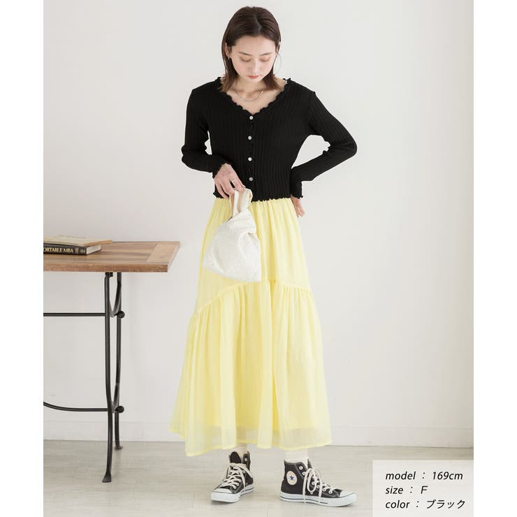 フリルメロー コンパクトリブカーディガン | ad thie | 詳細画像14 