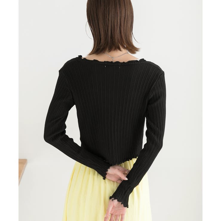 フリルメロー コンパクトリブカーディガン | ad thie | 詳細画像16 