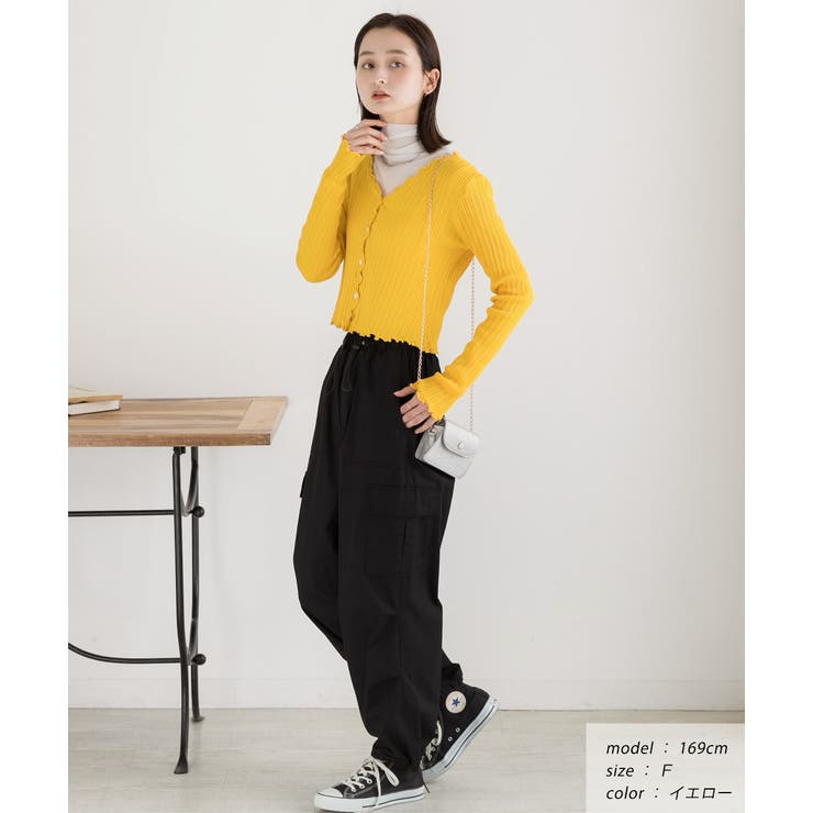 フリルメロー コンパクトリブカーディガン | ad thie | 詳細画像17 