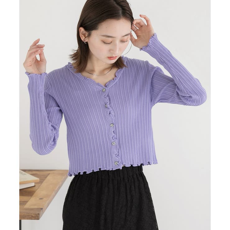 フリルメロー コンパクトリブカーディガン | ad thie | 詳細画像23 