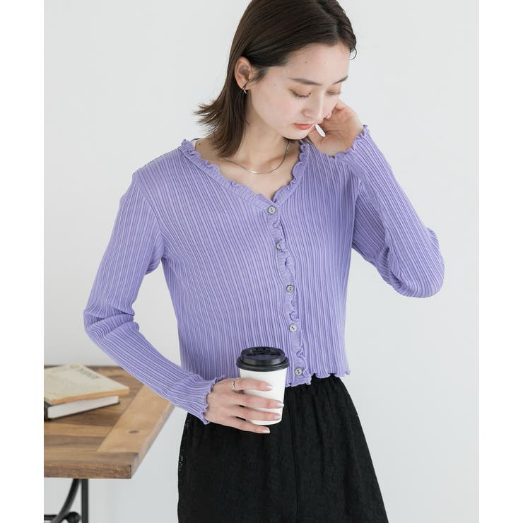 フリルメロー コンパクトリブカーディガン | ad thie | 詳細画像25 