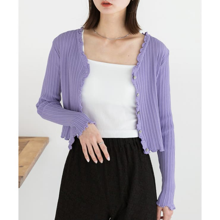 フリルメロー コンパクトリブカーディガン | ad thie | 詳細画像26 