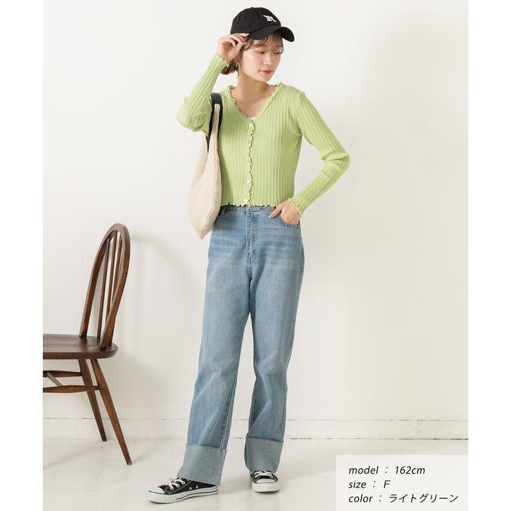 フリルメロー コンパクトリブカーディガン | ad thie | 詳細画像6 