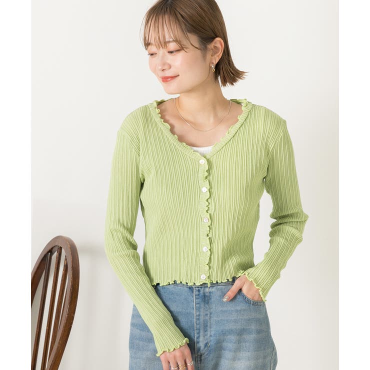 フリルメロー コンパクトリブカーディガン | ad thie | 詳細画像7 