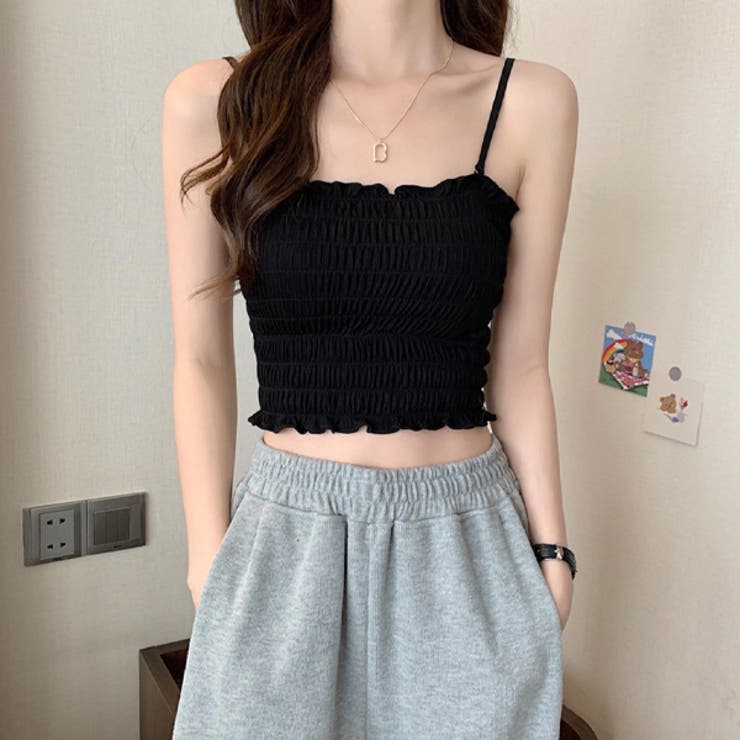 カップ付きシャーリング ショート丈 ブラトップ | ad thie | 詳細画像10 