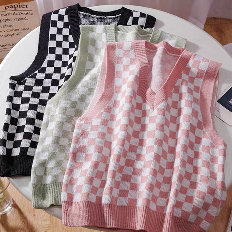 フラッグチェック柄ベスト | ad thie | 詳細画像12 