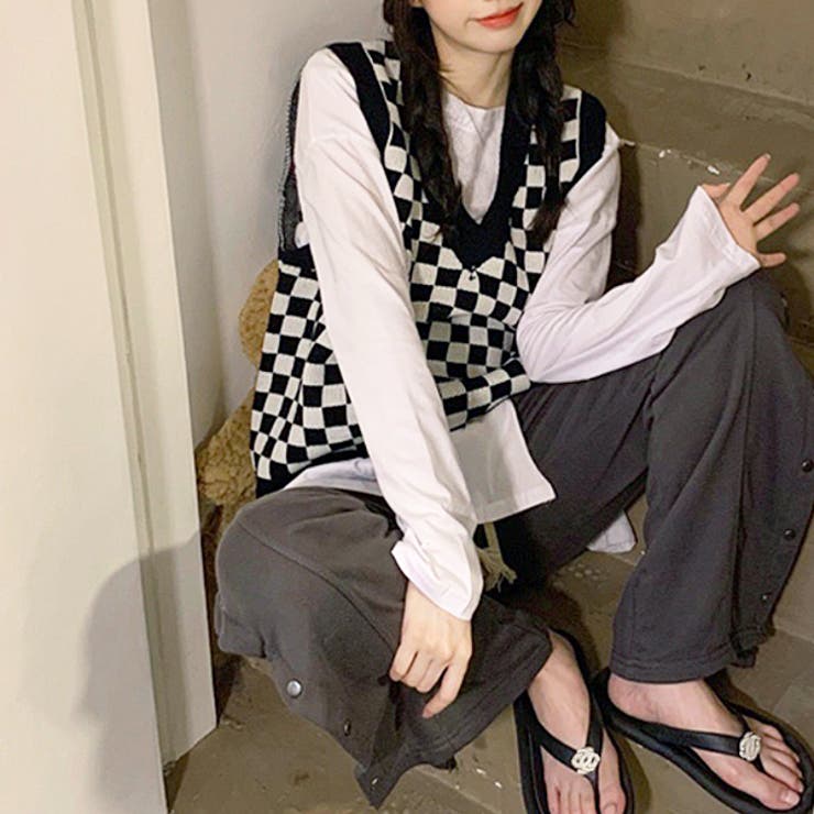 フラッグチェック柄ベスト | ad thie | 詳細画像3 