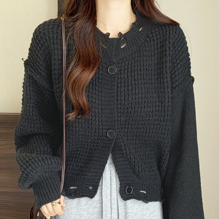 ブラック | ダメージニットCD | ad thie